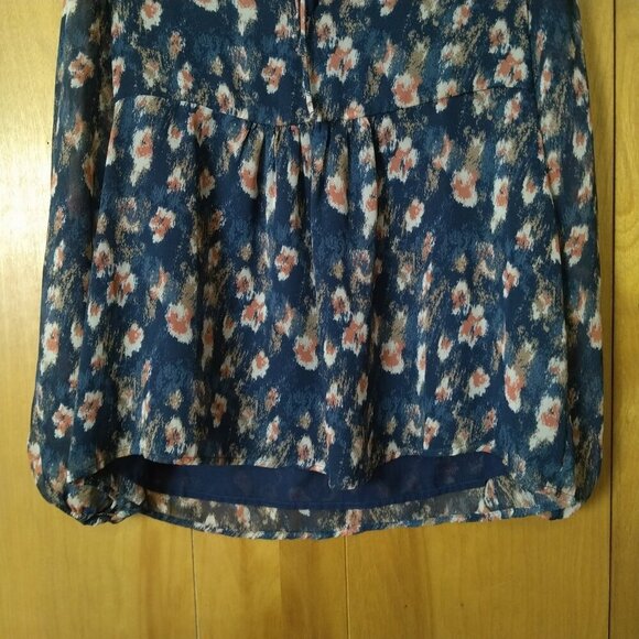 Eri + Ali Women's XS Anthropologie Floral Peasant Boho Long Sheer Sleeve Blouse - Picture 3 of 6